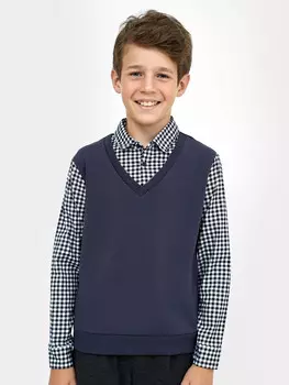 Прямой джемпер с декоративной манишкой в графитовом оттенке для мальчиков