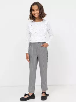 Прямые брюки с высокой посадкой в клетку виши для девочек