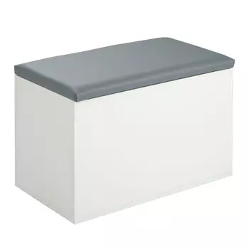 Пуф герда, 600х355х432, белый/экокожа серая