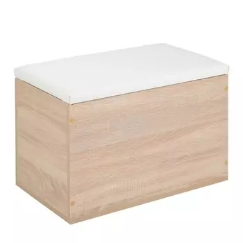 Пуф герда, 600х355х432, дуб сонома/экокожа белая