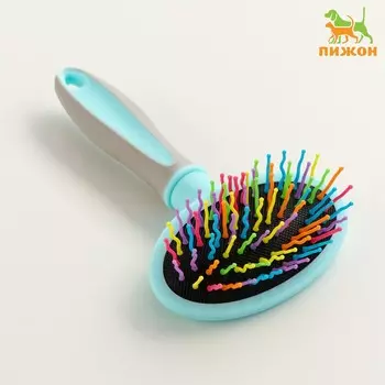 Пуходерка пластиковая мягкая с волнистыми зубьями, средняя, 9.516.5 см, мятная