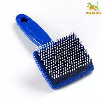 Пуходерка пластиковая мягкая с закругленными зубьями, малая, 613.5 см, синяя