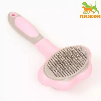 Пуходерка пластиковая с функцией самоочистки, 918.5 см, розовая