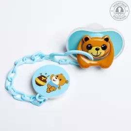 Пустышка ортодонтическая, с колпачком и держателем, от 4 мес., цвет голубой