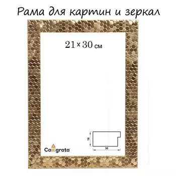 Рама для картин (зеркал) 21 х 30 х 2.7 см, пластиковая, calligrata 651618, золото