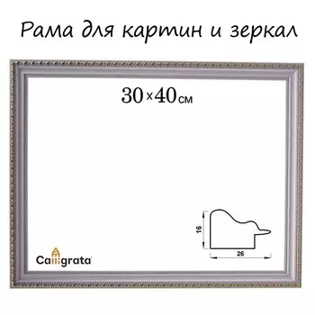 Рама для картин (зеркал) 30402.6 см, пластиковая, calligrata 6429, бело-золотая