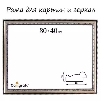 Рама для картин (зеркал) 30402.8 см, пластиковая, calligrata 6448, серебристый