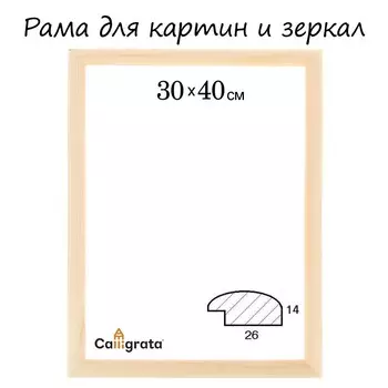 Рама для картин (зеркал) 30 х 40 х 2,6 см, дерево, berta, неокрашенное дерево (подходит для декорирования)
