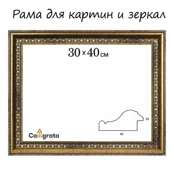 Рама для картин (зеркал) 30 х 40 х 4,5 см, пластиковая, charlotta, антик