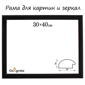 Рама для картин (зеркал) 30 х 40 х 2,7 см, пластиковая, calligrata 6472, черная