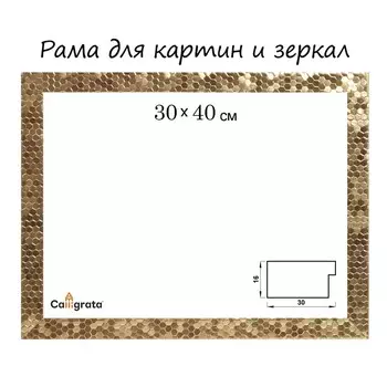 Рама для картин (зеркал) 30 х 40 х 2.7 см, пластиковая, calligrata 651618, золото