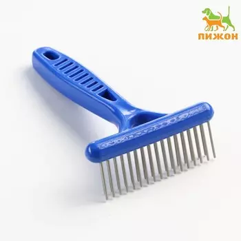 Расческа-грабли 2-рядная, 13.58.8 см, синяя