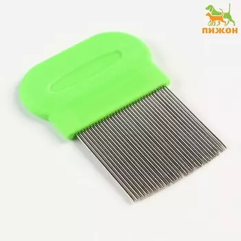 Расческа-гребешок с длинными зубьями, 8 х 5,5 см, зеленая