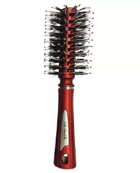 Расческа круглая для укладки, с натур.щетиной КРАСНАЯ Д32мм 301-035B#3
