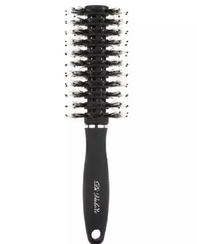 Расческа круглая для укладки, с натур.щетиной ЧЕРНАЯ 22,5см Д32мм 301-025B#34