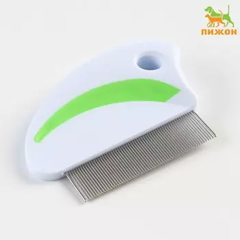 Расческа малая с нескользящей ручкой, 8 х 6 см, бело-зеленая