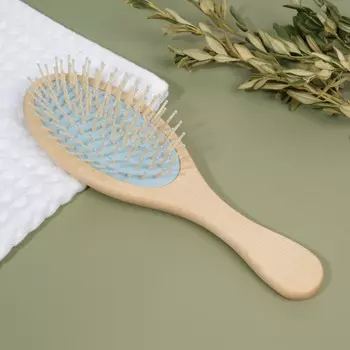 Расческа массажная, 22 7 см, цвет бежевый/голубой