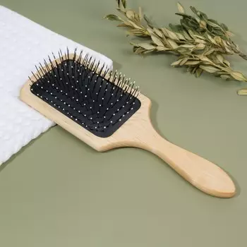 Расческа массажная, 24,5 9 см, цвет бежевый/черный