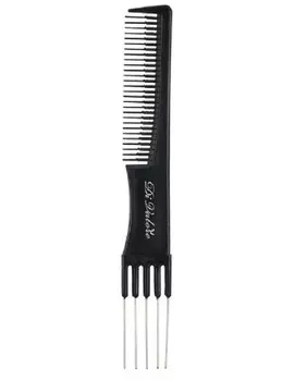 Расческа плоская для начеса с металлическими зубьями, ЧЕРНАЯ 19,3см 301-106#1