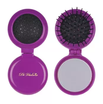 Расческа складная с зеркалом круглая Fresco фиолетовая 14,2см 301-008#2