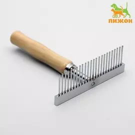 Расческа-грабли wood с деревянной ручкой, 13 х 9,5 см