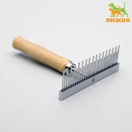 Расческа-грабли wood с зубьями разной длины, деревянная ручка, 12.59.5 см