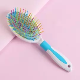 Расчёска массажная, 8 × 24 см, цвет белый/голубой