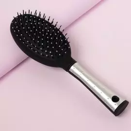 Расческа массажная, 7 24 см, цвет черный/серебристый