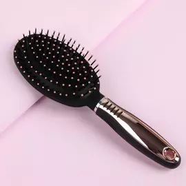 Расчёска массажная, 7 × 25 см, цвет чёрный/золотистый