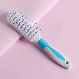Расчёска массажная, вентилируемая, 5 × 23,5 см, цвет белый/голубой