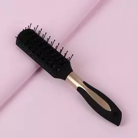 Расчёска массажная, вентилируемая, 5,5 × 24 см, цвет чёрный/золотистый