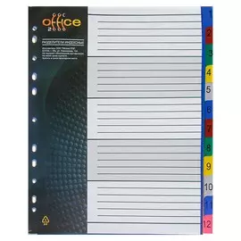 Разделитель листов а4+, 12 листов, 1-12,