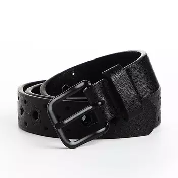 Ремень детский, ширина 2.2 см, люверсы, пряжка металл, цвет черный