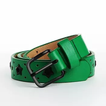 Ремень детский, ширина 2.2 см, люверсы, пряжка металл, цвет зеленый