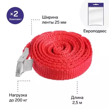 Ремень для крепления груза torso с фиксатором 2,5 м, 2 шт, европакет