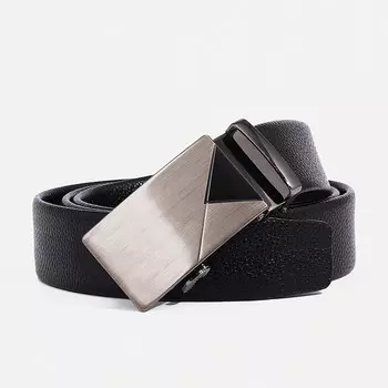 Ремень мужской, ширина 3,5 см, пряжка автомат, цвет черный