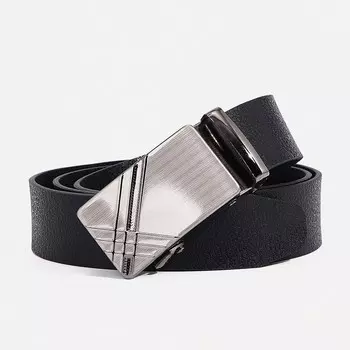 Ремень мужской, ширина 3,5 см, пряжка автомат, цвет черный