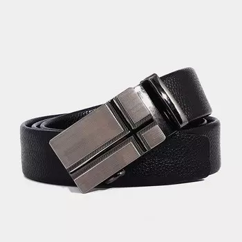 Ремень мужской, ширина 3,5 см, пряжка автомат, цвет черный