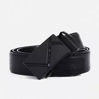 Ремень мужской, ширина 3,5 см, пряжка автомат, цвет черный