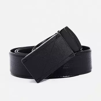 Ремень мужской, ширина 3,5 см, пряжка автомат, цвет черный