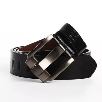 Ремень мужской, ширина 3.5 см, люверсы, винт, пряжка металл, цвет черный