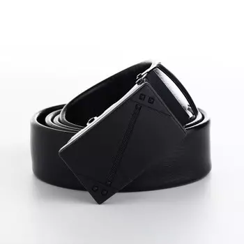 Ремень мужской, ширина 3,5 см, пряжка автомат, цвет черный