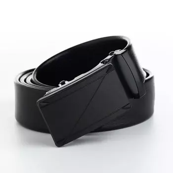 Ремень мужской, ширина 3,5 см, пряжка автомат, цвет черный