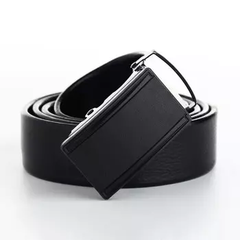 Ремень мужской, ширина 3,5 см, пряжка автомат, цвет черный