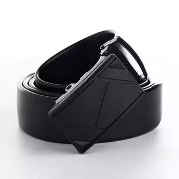 Ремень мужской, ширина 3,5 см, пряжка автомат, цвет черный