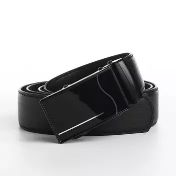 Ремень мужской, ширина 3.5 см, пряжка автомат, цвет черный