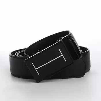 Ремень мужской, ширина 3.5 см, пряжка автомат, цвет черный