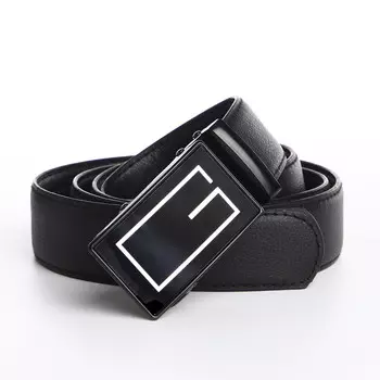Ремень мужской, ширина 3.5 см, пряжка автомат, цвет черный