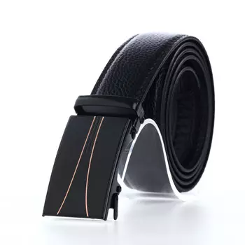 Ремень мужской, ширина 3,5 см, пряжка автомат, цвет черный