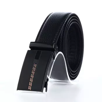 Ремень мужской, ширина 3,5 см, пряжка автомат, цвет черный